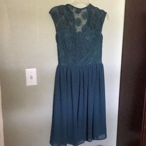 ModCloth up and stunning Green lace chiffon dress